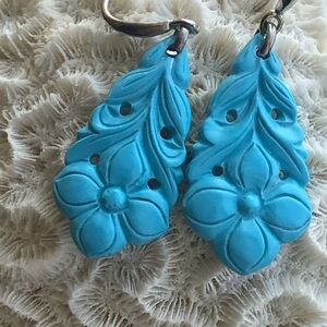 925 sterling silver carved turquoise look earrings
